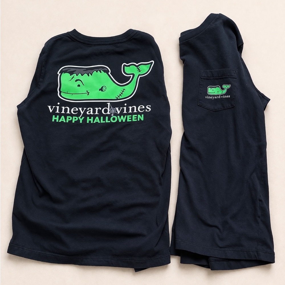2 Vineyard Vines Kids' "Happy Halloween" Whale Pocket Tee Black (bundle)